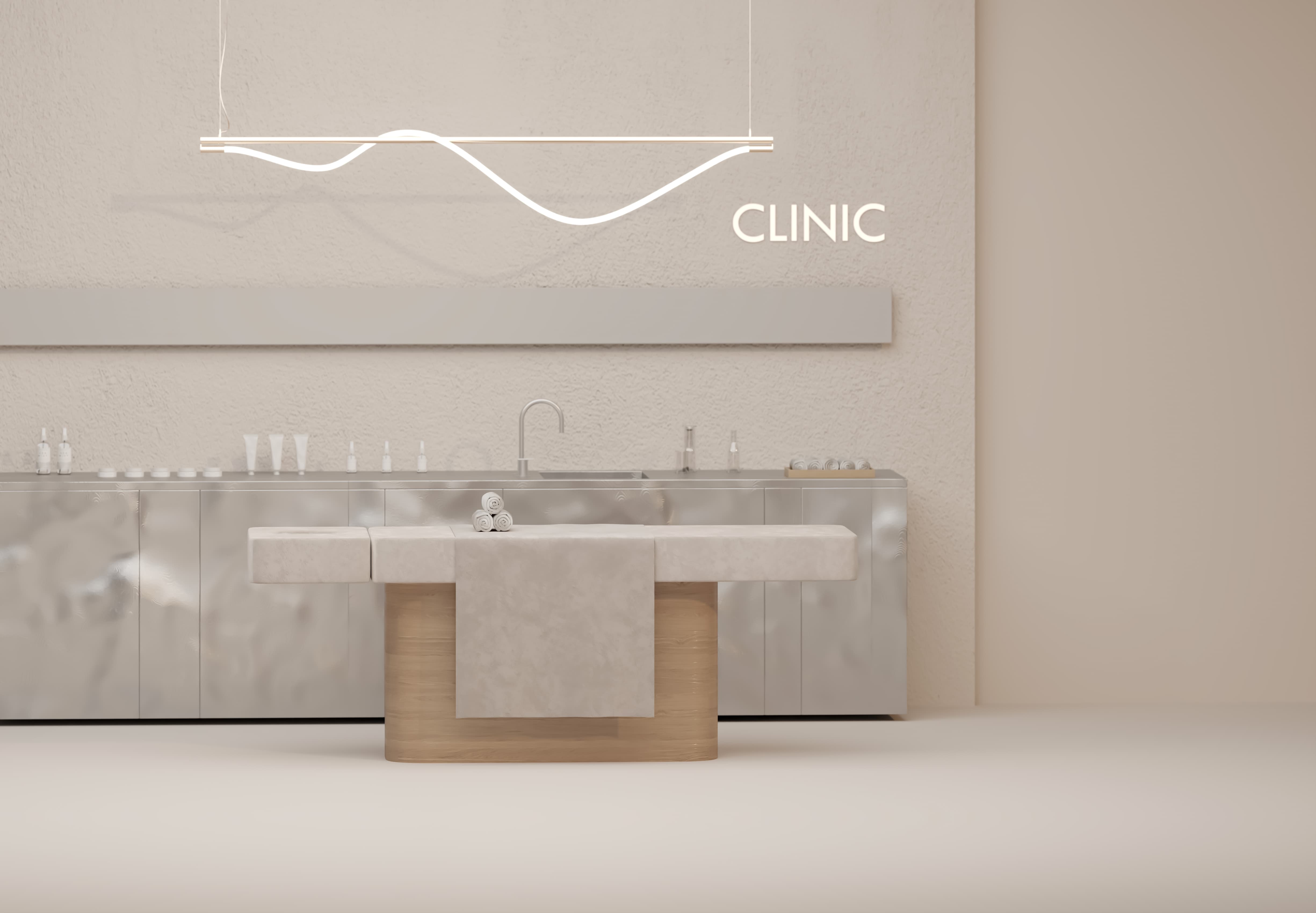 Healthcare brand visual — modern clinic interior